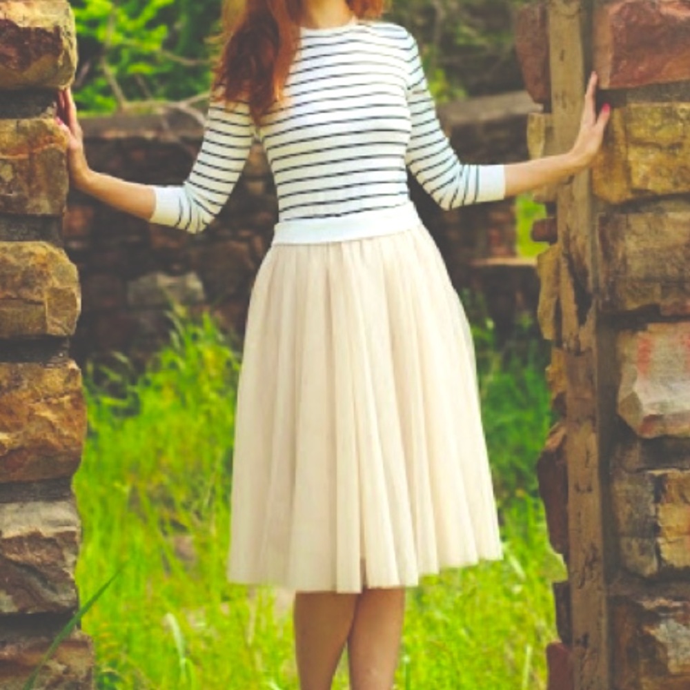 English Factory:  Twofer Tulle & Striped Dress